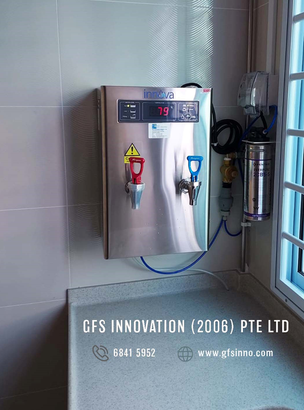 Innova twin faucet hot water boiler for a childcare centre in Singapore