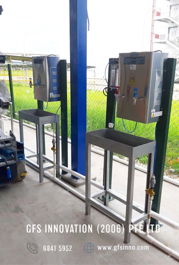 Water dispenser installed at a construction site in Singapore