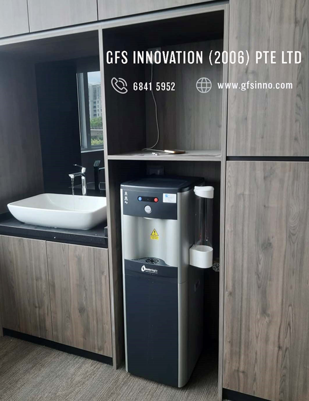 Waterlogic standing office water dispenser with cup holder