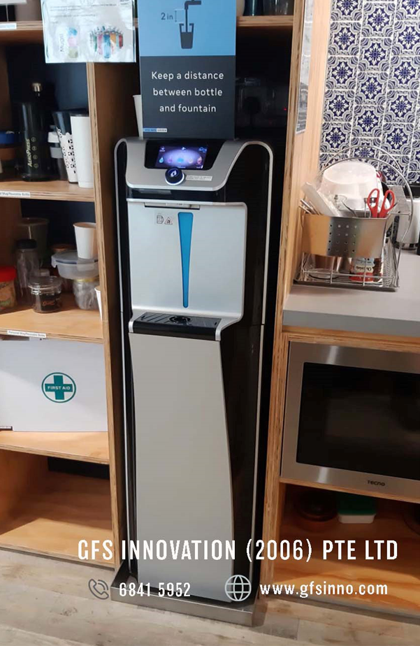 Waterlogic WL7 sparkling water dispenser at a modern office pantry